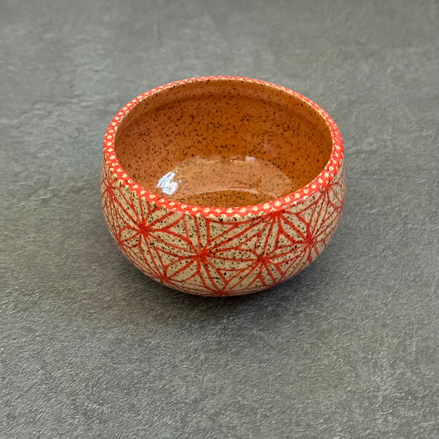 Orange Triangles Small Bowl