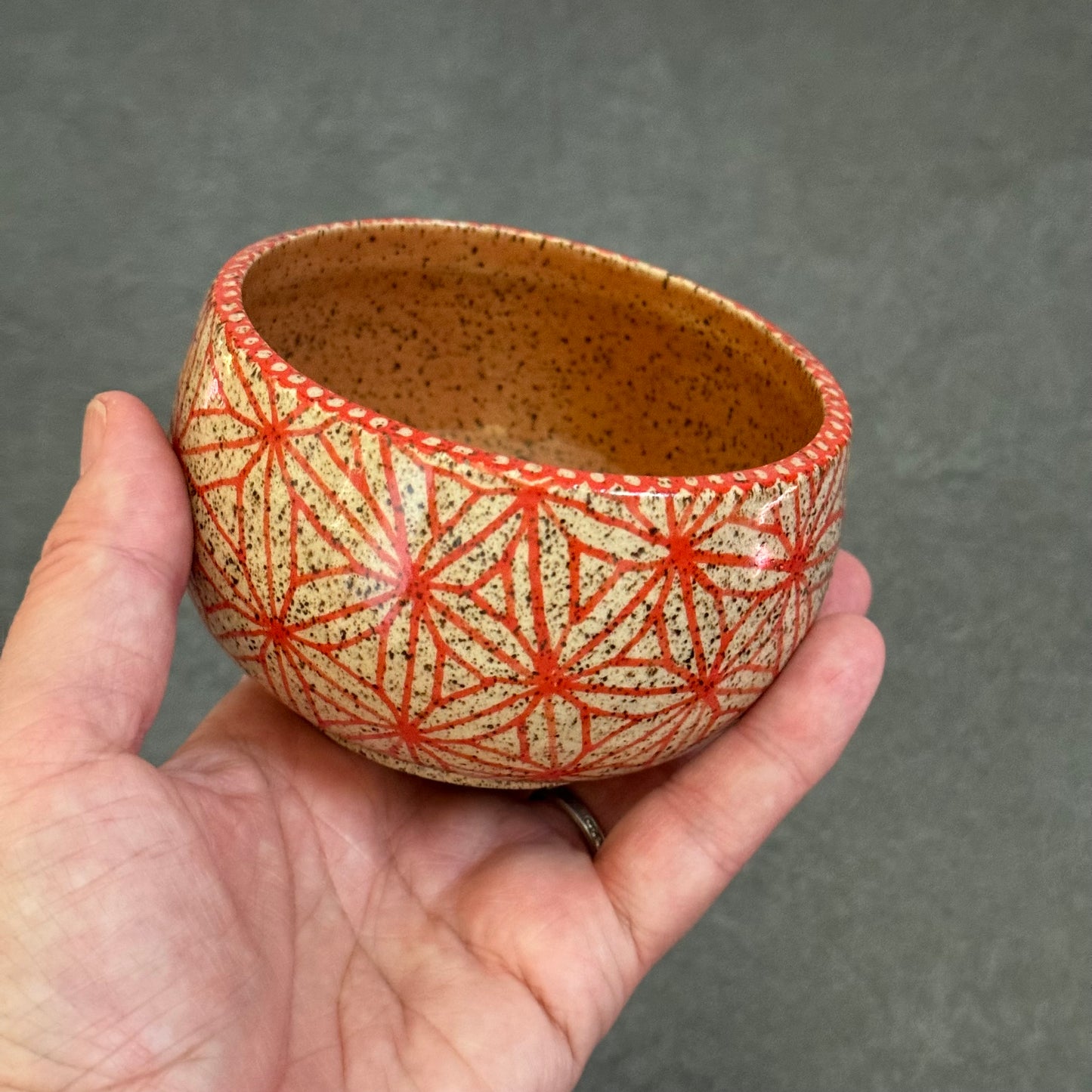 Orange Triangles Small Bowl